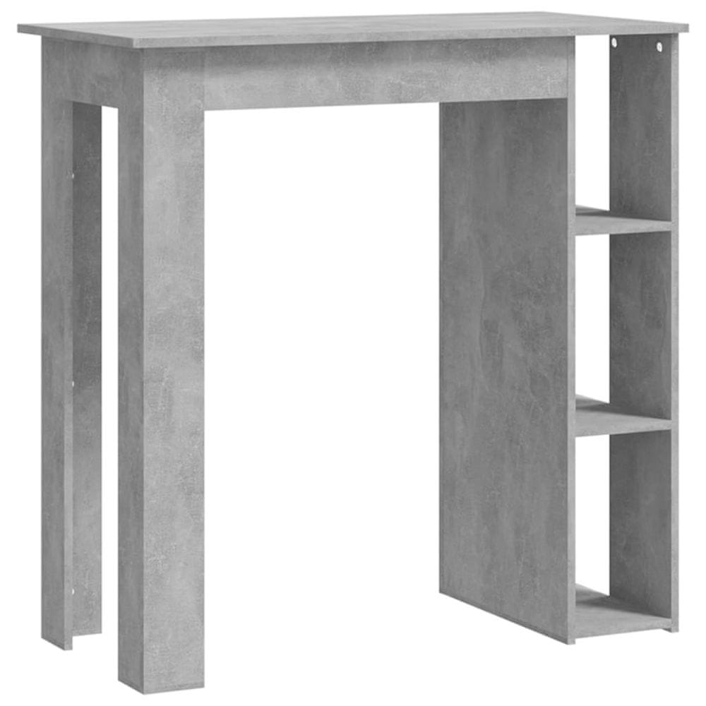Vidaxl Barový stôl s poličkou betónový sivý 102x50x103,5 cm drevotrieska